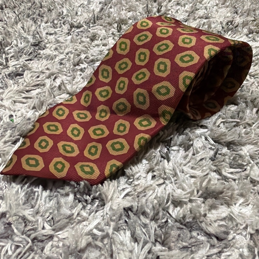 Coach Red and Green Patterned Men's Tie